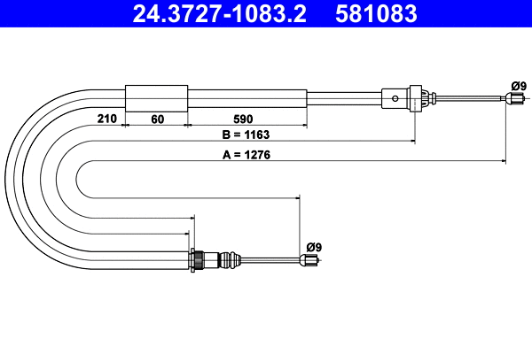 Cable Pull, parking brake (24.3727-1083.2)