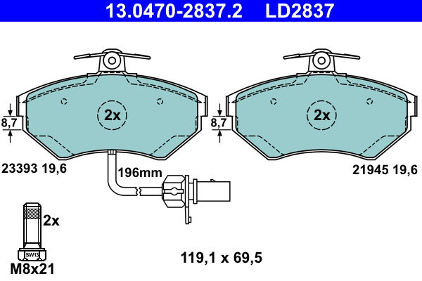 Brake Pad Set, disc brake (13.0470-2837.2)