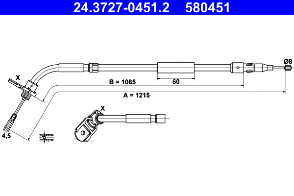 Cable Pull, parking brake (24.3727-0451.2)