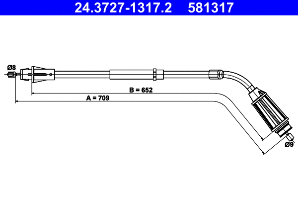 Cable Pull, parking brake (24.3727-1317.2)