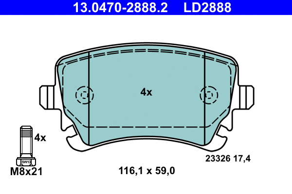 Brake Pad Set, disc brake (13.0470-2888.2)