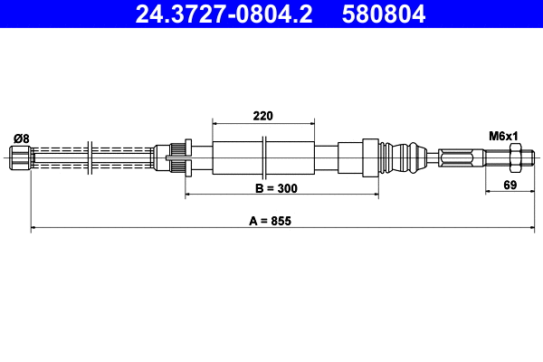 Cable Pull, parking brake (24.3727-0804.2)