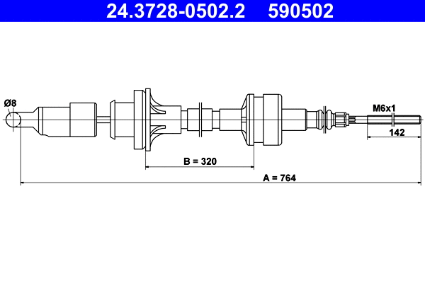 Cable Pull, clutch control (24.3728-0502.2)