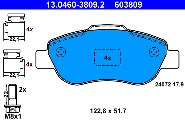 Brake Pad Set, disc brake (13.0460-3809.2)
