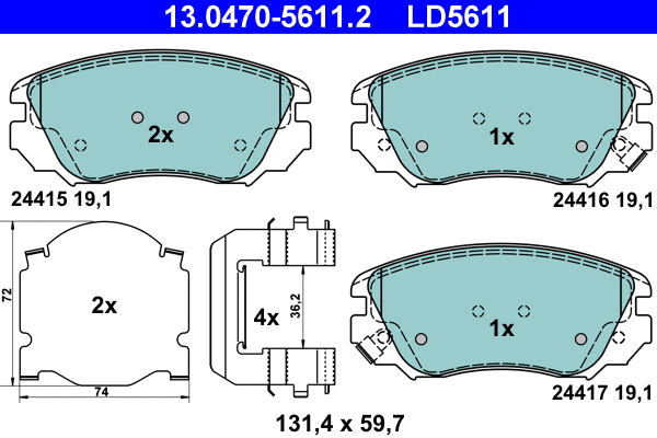 Brake Pad Set, disc brake (13.0470-5611.2)