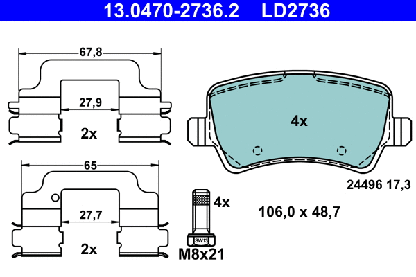 Brake Pad Set, disc brake (13.0470-2736.2)
