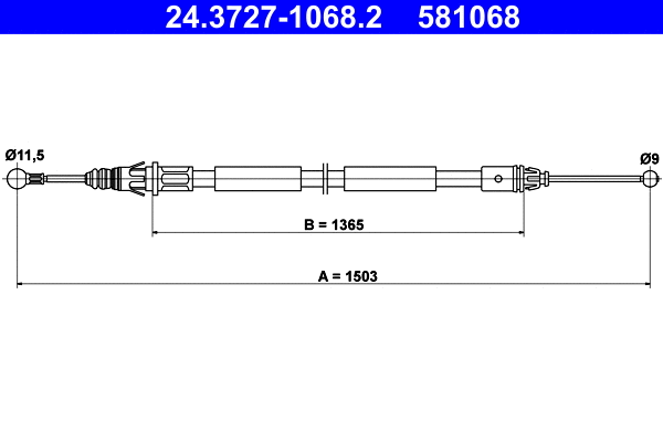 Cable Pull, parking brake (24.3727-1068.2)