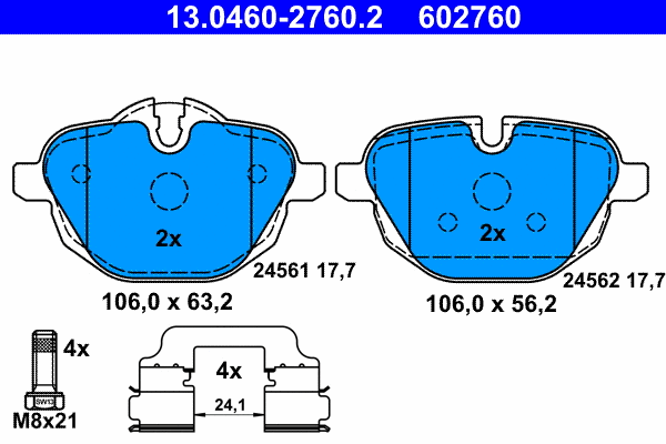 Brake Pad Set, disc brake (13.0460-2760.2)