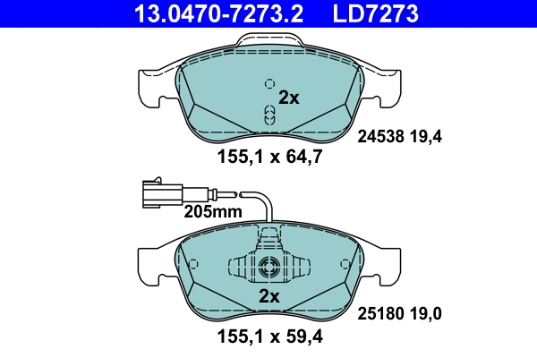 Brake Pad Set, disc brake (13.0470-7273.2)