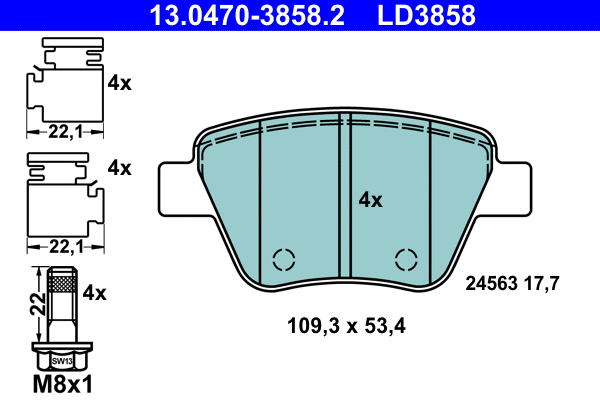 Brake Pad Set, disc brake (13.0470-3858.2)