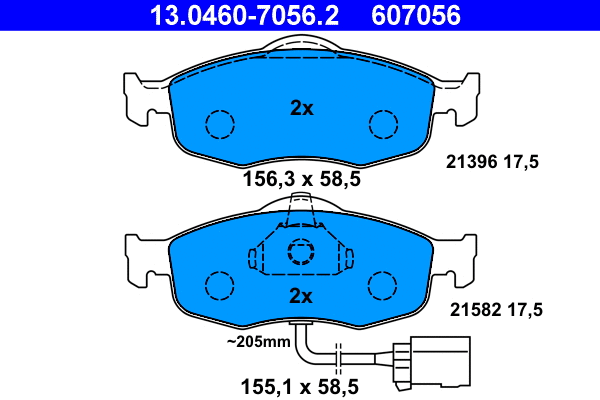 Brake Pad Set, disc brake (13.0460-7056.2)