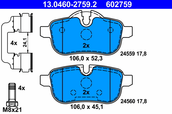 Brake Pad Set, disc brake (13.0460-2759.2)
