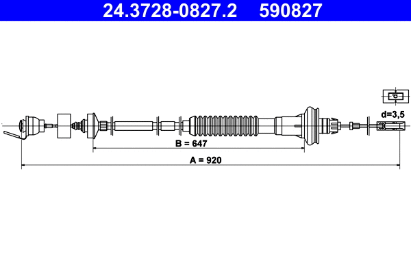 Cable Pull, clutch control (24.3728-0827.2)