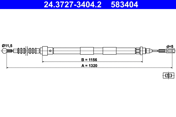 Cable Pull, parking brake (24.3727-3404.2)