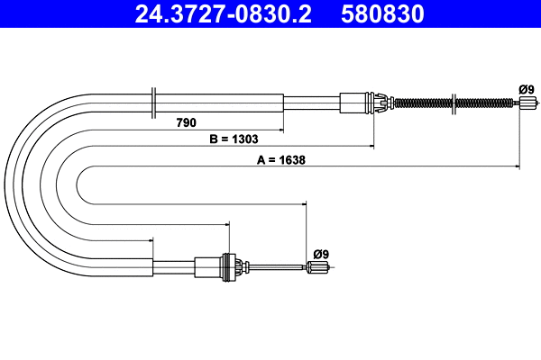 Cable Pull, parking brake (24.3727-0830.2)