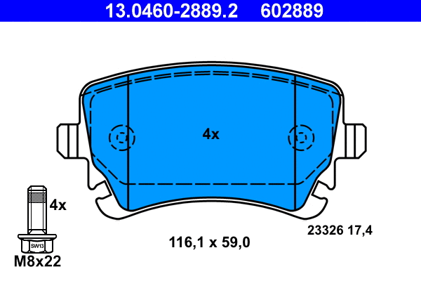 Brake Pad Set, disc brake (13.0460-2889.2)