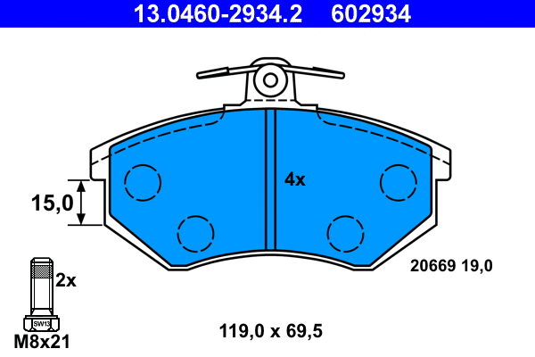Brake Pad Set, disc brake (13.0460-2934.2)
