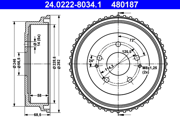Brake Drum (24.0222-8034.1)