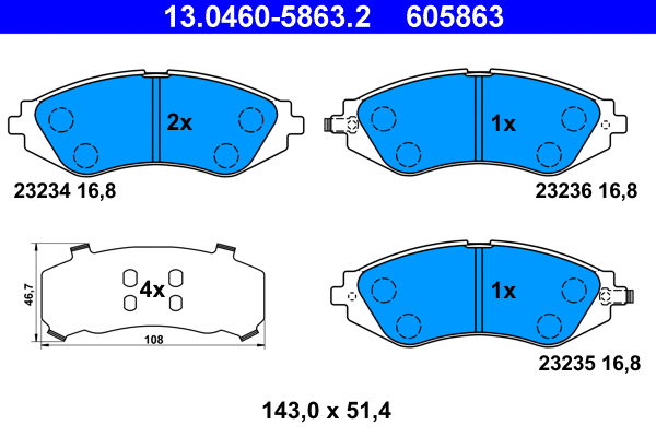 Brake Pad Set, disc brake (13.0460-5863.2)
