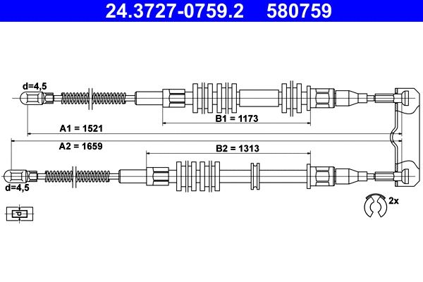 Cable Pull, parking brake (24.3727-0759.2)