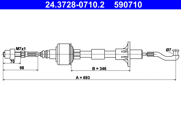 Cable Pull, clutch control (24.3728-0710.2)