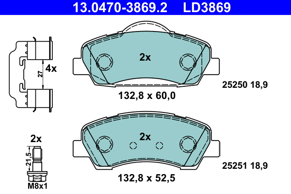 Brake Pad Set, disc brake (13.0470-3869.2)