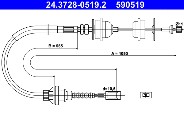 Cable Pull, clutch control (24.3728-0519.2)