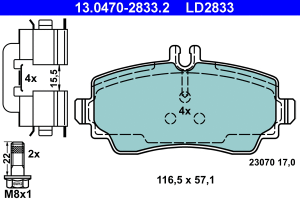 Brake Pad Set, disc brake (13.0470-2833.2)