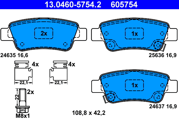 Brake Pad Set, disc brake (13.0460-5754.2)