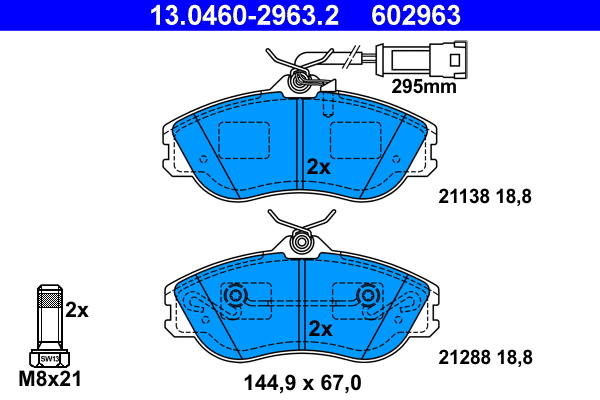 Brake Pad Set, disc brake (13.0460-2963.2)