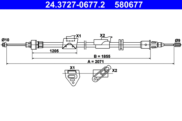 Cable Pull, parking brake (24.3727-0677.2)