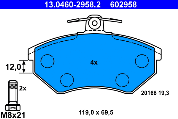 Brake Pad Set, disc brake (13.0460-2958.2)