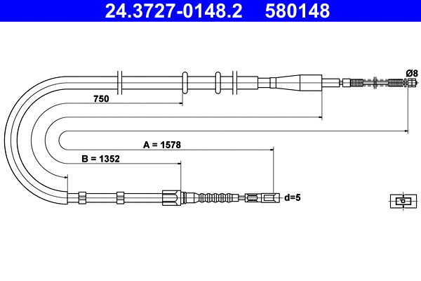 Cable Pull, parking brake (24.3727-0148.2)