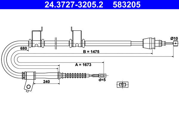 Cable Pull, parking brake (24.3727-3205.2)