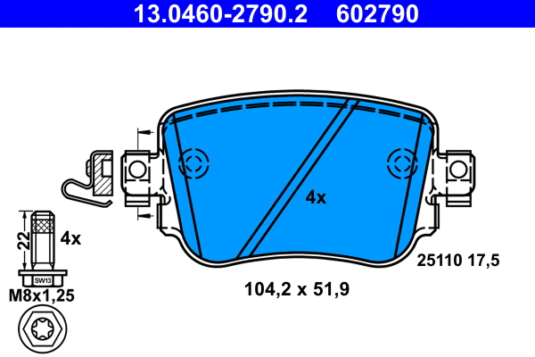 Brake Pad Set, disc brake (13.0460-2790.2)