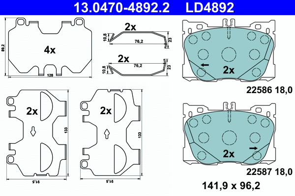 Brake Pad Set, disc brake (13.0470-4892.2)