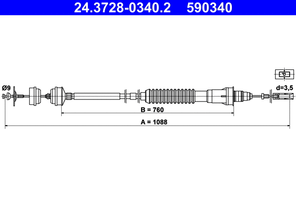 Cable Pull, clutch control (24.3728-0340.2)