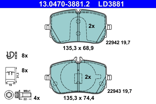 Brake Pad Set, disc brake (13.0470-3881.2)