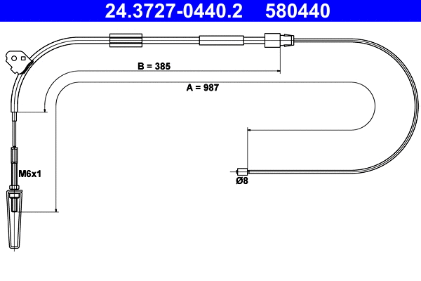 Cable Pull, parking brake (24.3727-0440.2)