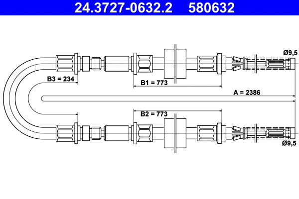 Cable Pull, parking brake (24.3727-0632.2)