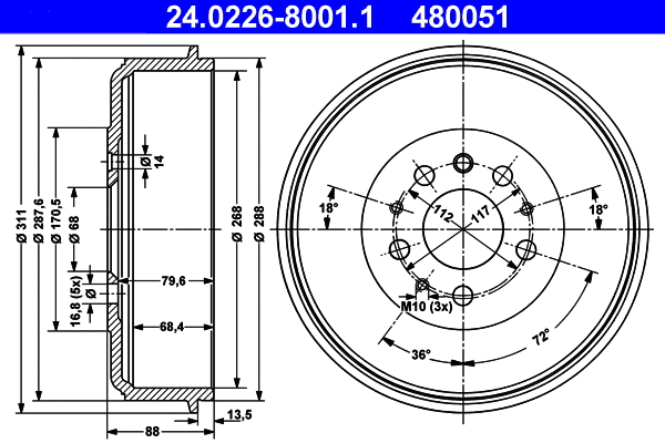 Brake Drum (24.0226-8001.1)