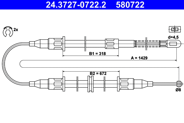 Cable Pull, parking brake (24.3727-0722.2)