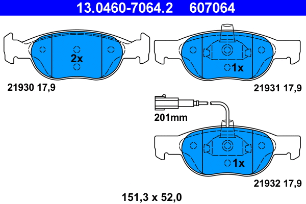 Brake Pad Set, disc brake (13.0460-7064.2)