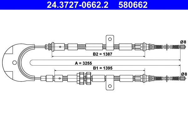 Cable Pull, parking brake (24.3727-0662.2)