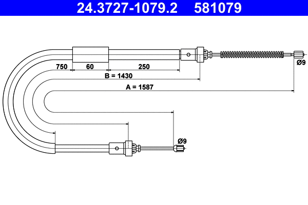 Cable Pull, parking brake (24.3727-1079.2)