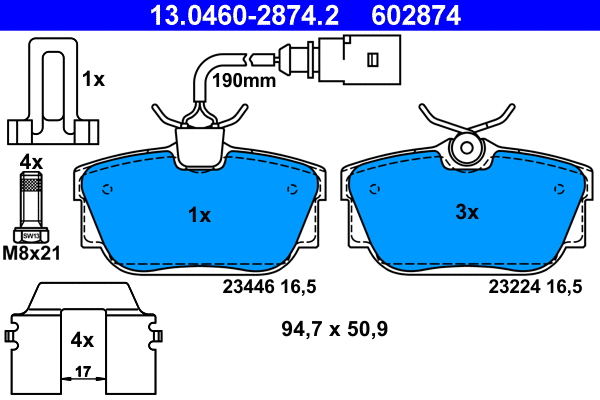 Brake Pad Set, disc brake (13.0460-2874.2)