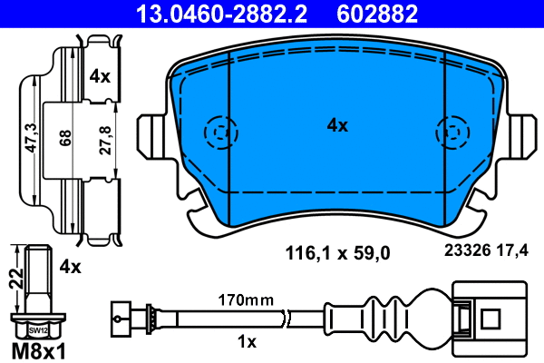 Brake Pad Set, disc brake (13.0460-2882.2)