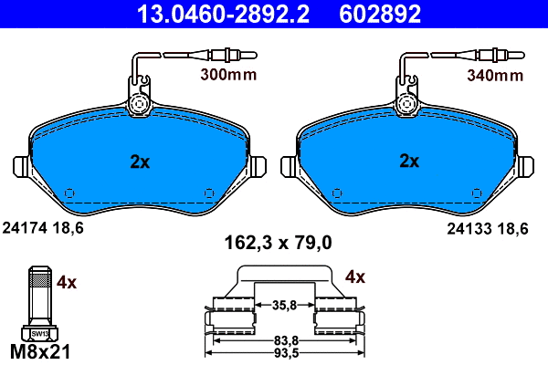 Brake Pad Set, disc brake (13.0460-2892.2)