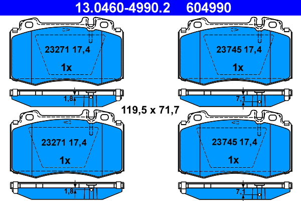 Brake Pad Set, disc brake (13.0460-4990.2)