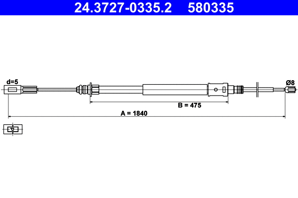 Cable Pull, parking brake (24.3727-0335.2)